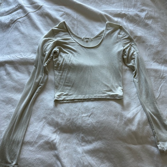 Joah Brown Scoop Neck Long Sleeve Crop Top - CREAM - Picture 3 of 9